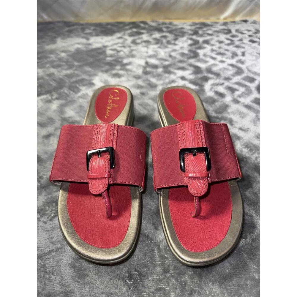 Cole Haan Red Patent Wedge Sandals Sz 7  1/2 B